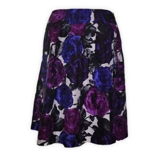 Michael Kobs Silk Flower Print Skirt